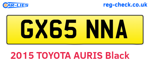 GX65NNA are the vehicle registration plates.