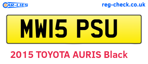 MW15PSU are the vehicle registration plates.