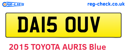DA15OUV are the vehicle registration plates.