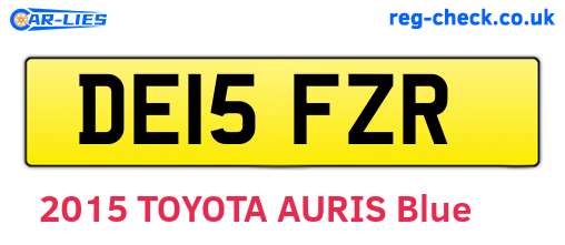 DE15FZR are the vehicle registration plates.