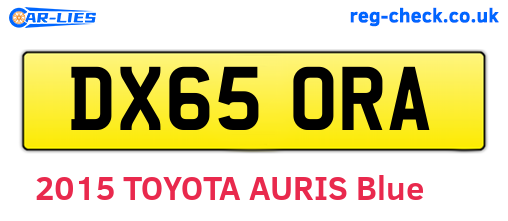 DX65ORA are the vehicle registration plates.