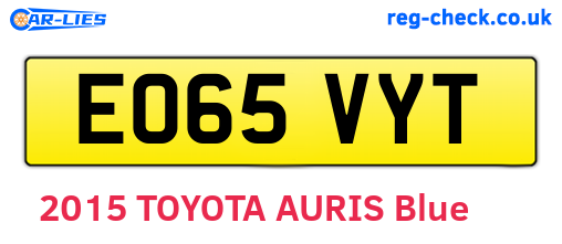 EO65VYT are the vehicle registration plates.