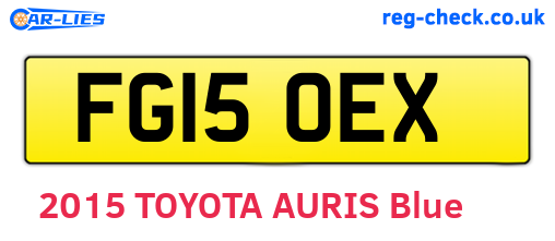 FG15OEX are the vehicle registration plates.
