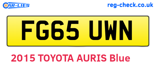 FG65UWN are the vehicle registration plates.