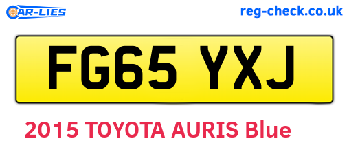 FG65YXJ are the vehicle registration plates.