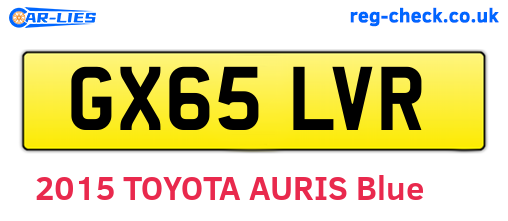 GX65LVR are the vehicle registration plates.