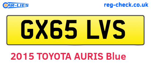 GX65LVS are the vehicle registration plates.