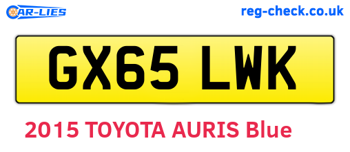 GX65LWK are the vehicle registration plates.