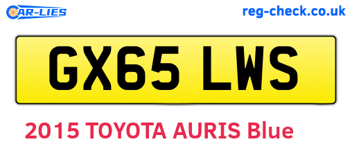 GX65LWS are the vehicle registration plates.