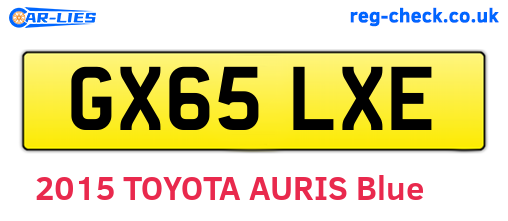 GX65LXE are the vehicle registration plates.