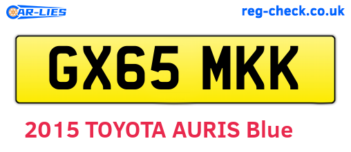GX65MKK are the vehicle registration plates.