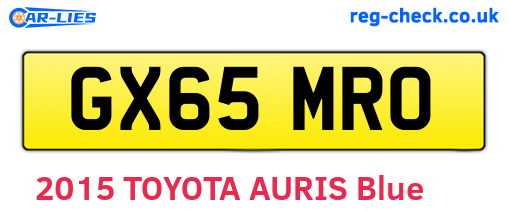 GX65MRO are the vehicle registration plates.