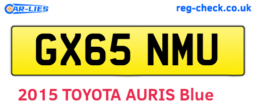 GX65NMU are the vehicle registration plates.
