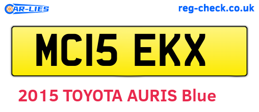 MC15EKX are the vehicle registration plates.