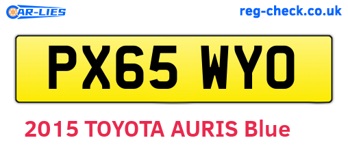 PX65WYO are the vehicle registration plates.
