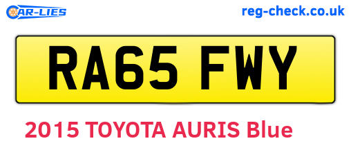 RA65FWY are the vehicle registration plates.