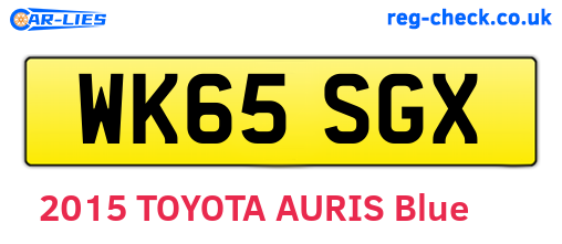WK65SGX are the vehicle registration plates.