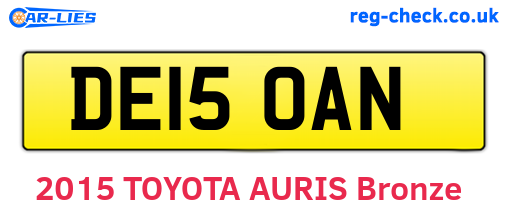 DE15OAN are the vehicle registration plates.