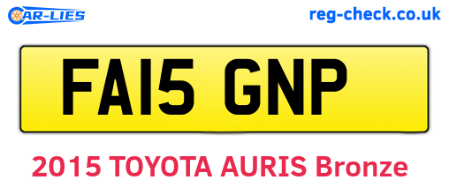 FA15GNP are the vehicle registration plates.