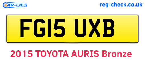 FG15UXB are the vehicle registration plates.