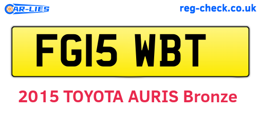 FG15WBT are the vehicle registration plates.