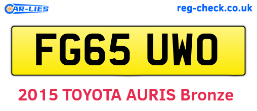 FG65UWO are the vehicle registration plates.