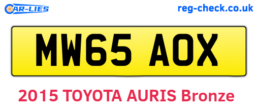 MW65AOX are the vehicle registration plates.