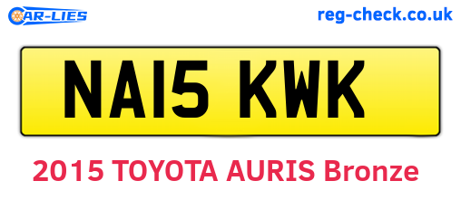 NA15KWK are the vehicle registration plates.