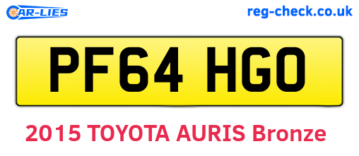 PF64HGO are the vehicle registration plates.