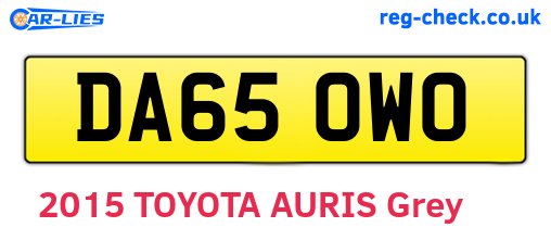 DA65OWO are the vehicle registration plates.