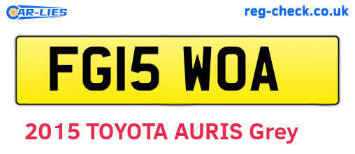FG15WOA are the vehicle registration plates.