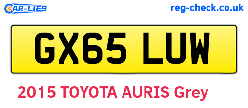 GX65LUW are the vehicle registration plates.