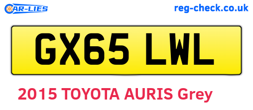 GX65LWL are the vehicle registration plates.