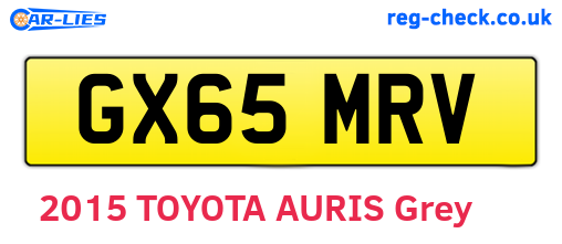 GX65MRV are the vehicle registration plates.