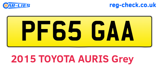 PF65GAA are the vehicle registration plates.