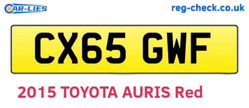 CX65GWF are the vehicle registration plates.