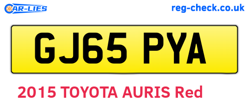 GJ65PYA are the vehicle registration plates.