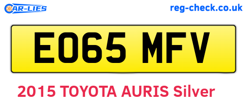 EO65MFV are the vehicle registration plates.