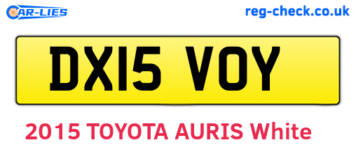 DX15VOY are the vehicle registration plates.