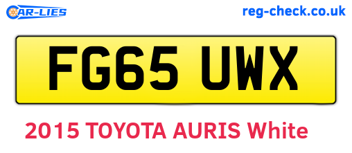 FG65UWX are the vehicle registration plates.
