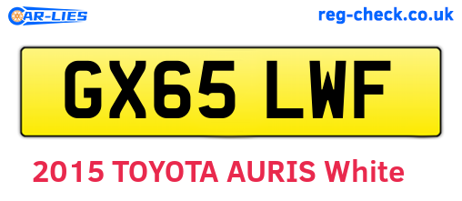 GX65LWF are the vehicle registration plates.