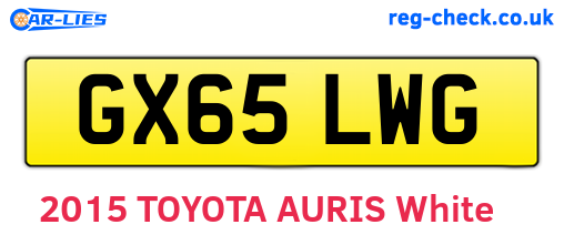 GX65LWG are the vehicle registration plates.