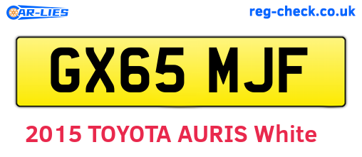 GX65MJF are the vehicle registration plates.