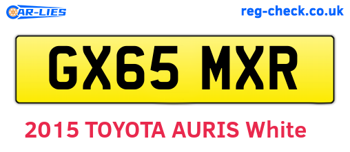 GX65MXR are the vehicle registration plates.
