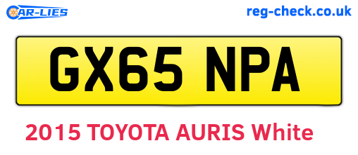 GX65NPA are the vehicle registration plates.