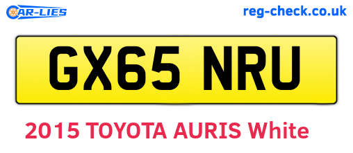 GX65NRU are the vehicle registration plates.