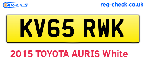 KV65RWK are the vehicle registration plates.