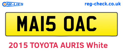 MA15OAC are the vehicle registration plates.