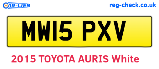 MW15PXV are the vehicle registration plates.