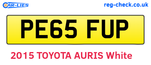 PE65FUP are the vehicle registration plates.